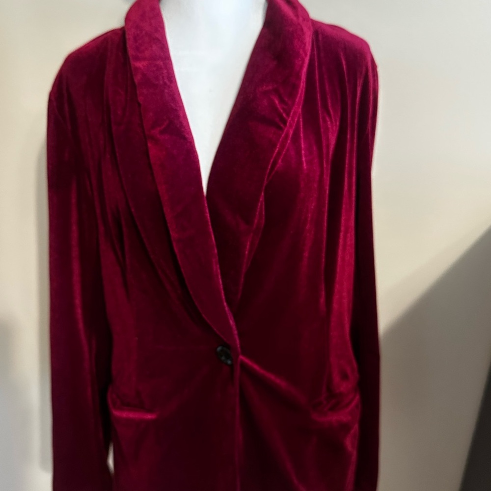 Velvet Blazer in Rich Burgundy